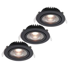 Zwarte Led Inbouwspots Trevor Set 3