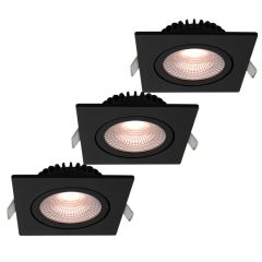 Zwarte Led Inbouwspots Verosa Set 3