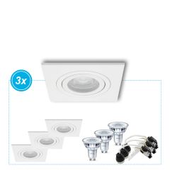 LED inbouwspots Avola vierkant, 3 stuks