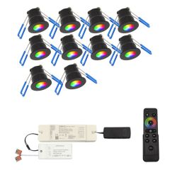 Lemilux led inbouwspot Monno RGB Zwart– set van 10