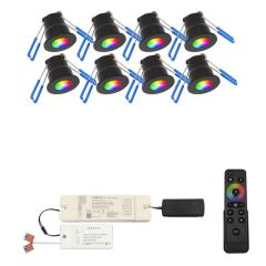 Lemilux led inbouwspot Monno RGB Zwart– set van 8