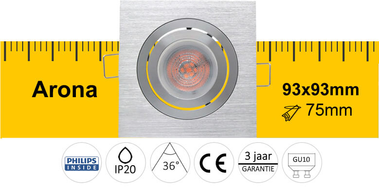 LED Inbouwspot Arona vierkant aluminium