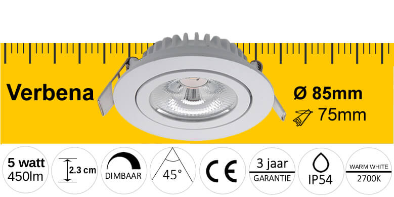 Led inbouwspot verbena specificaties